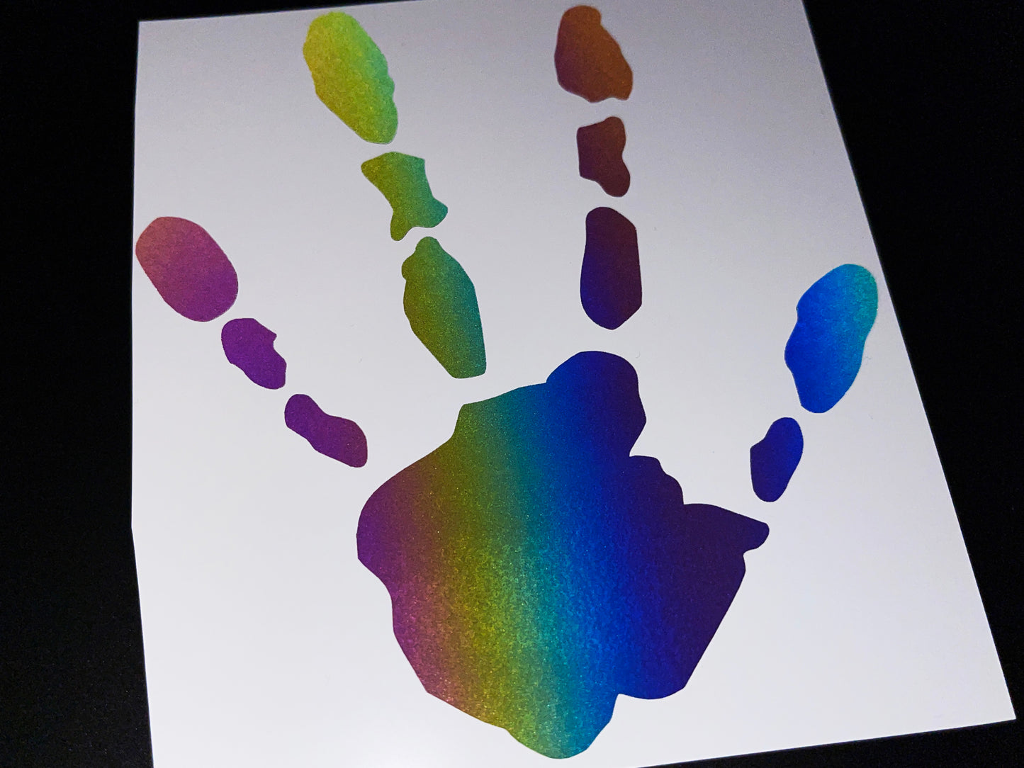 Alien Handprint (Large) Reflective Rainbow Bright Bike Stickers