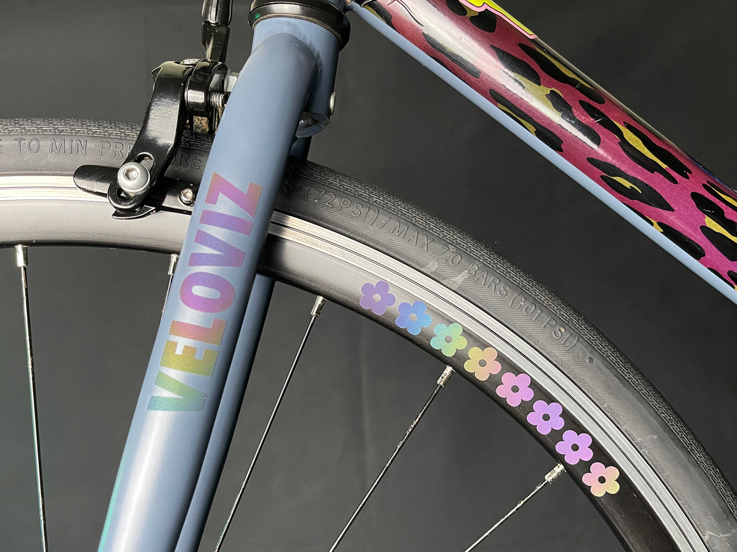Reflective Rainbow Bright Flower Wheel Rim Stickers