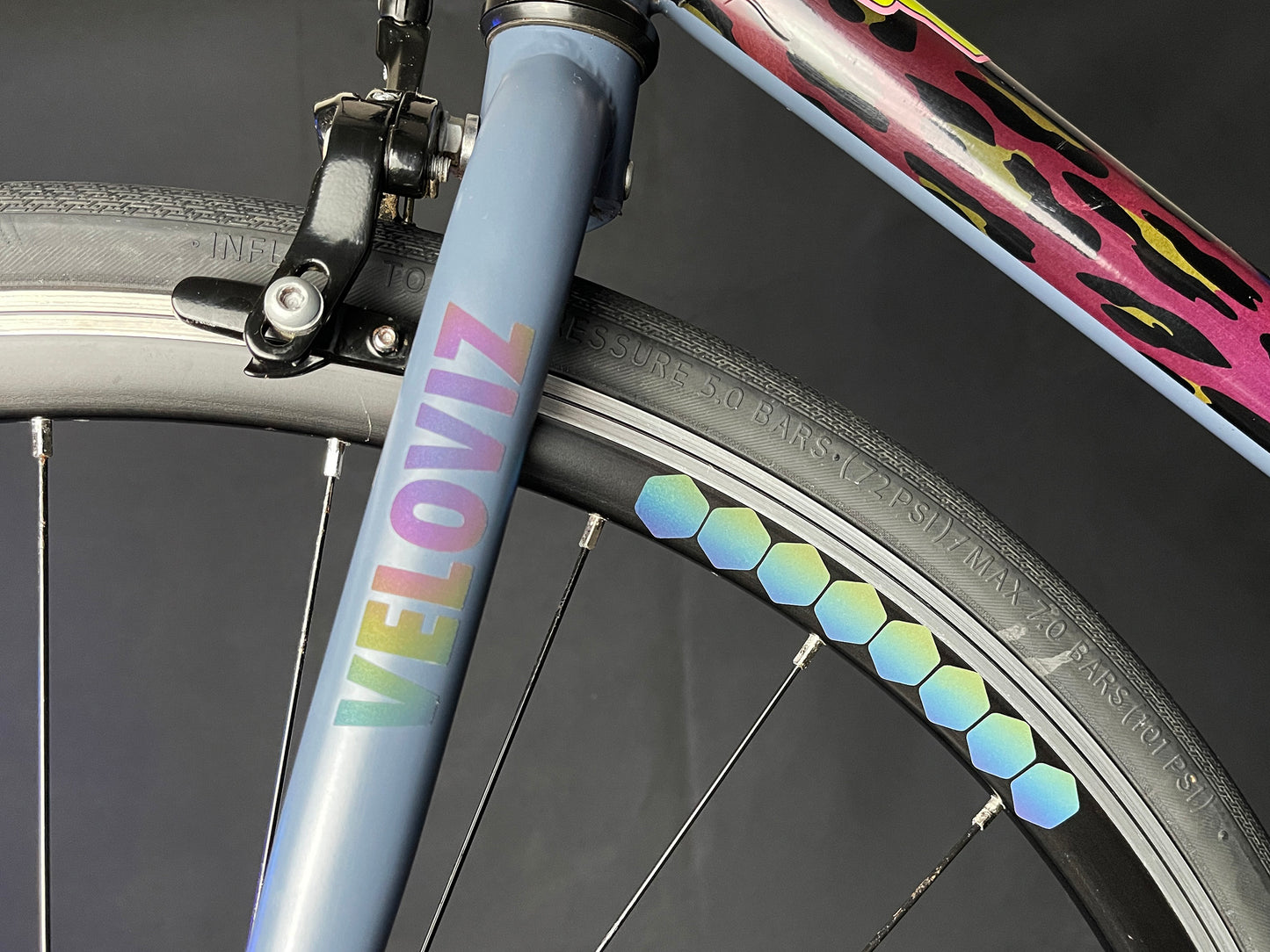 Reflective Rainbow Bright Hexagon Wheel Rim Stickers