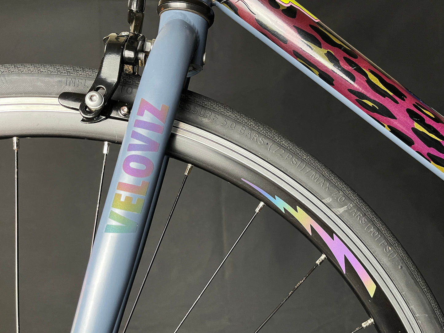 Reflective Rainbow Bright Lightning Bolt Wheel Rim Stickers