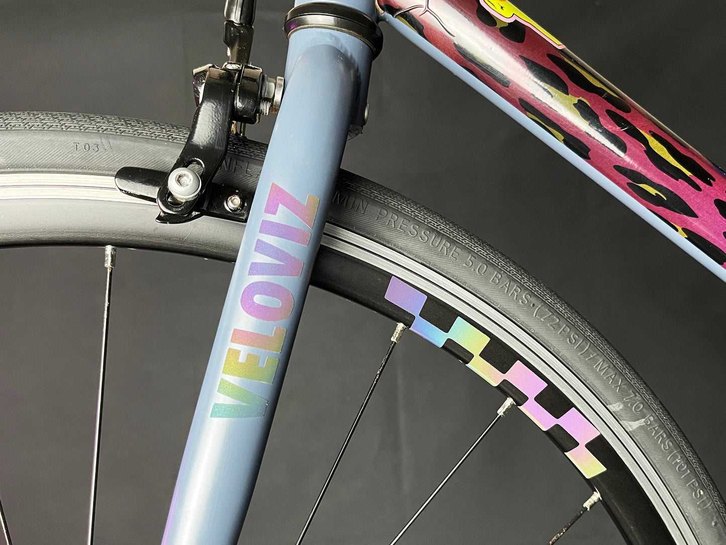 Reflective Rainbow Bright Racing Flag Wheel Rim Stickers
