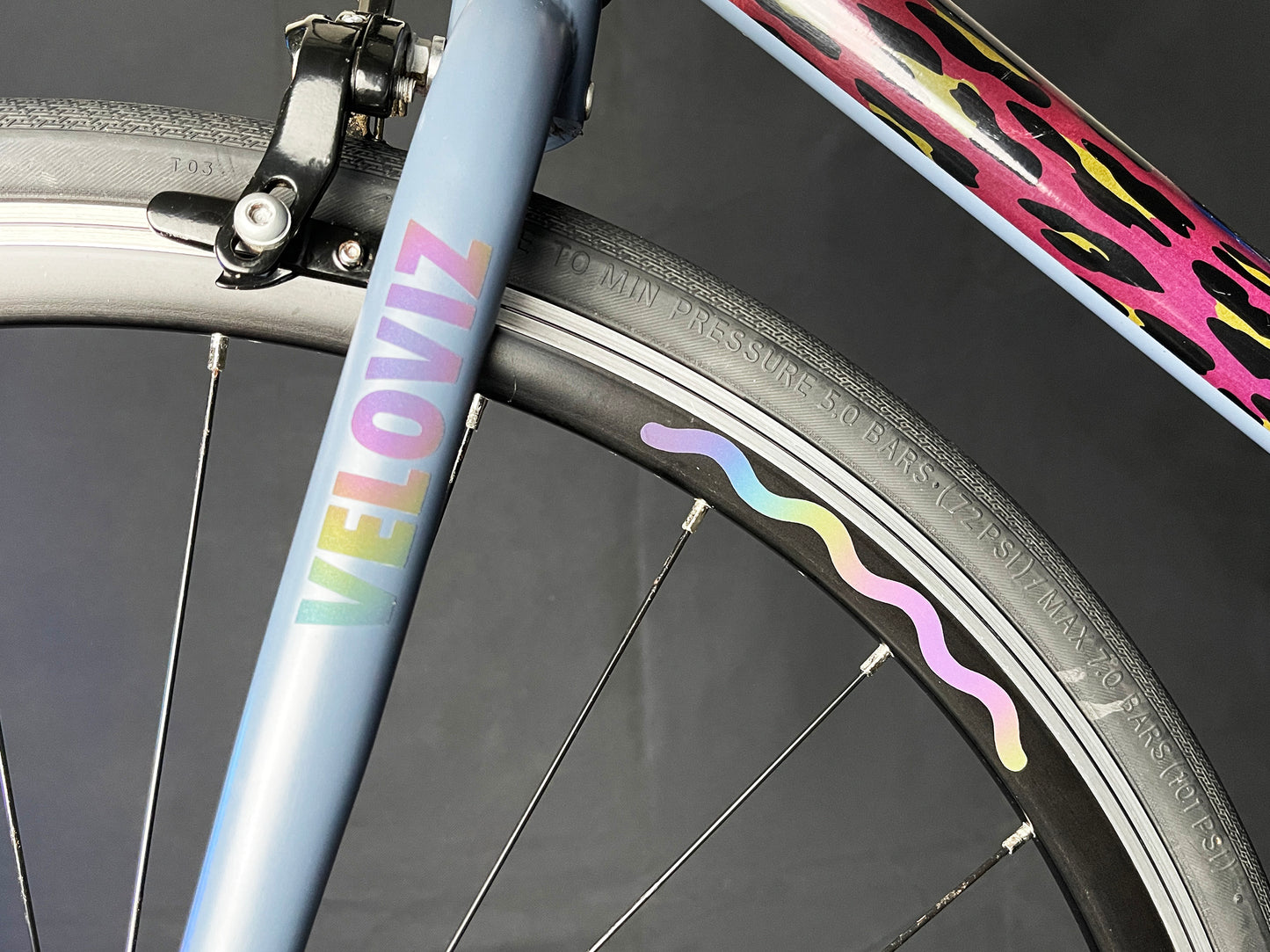 Reflective Rainbow Bright Waves Wheel Rim Stickers