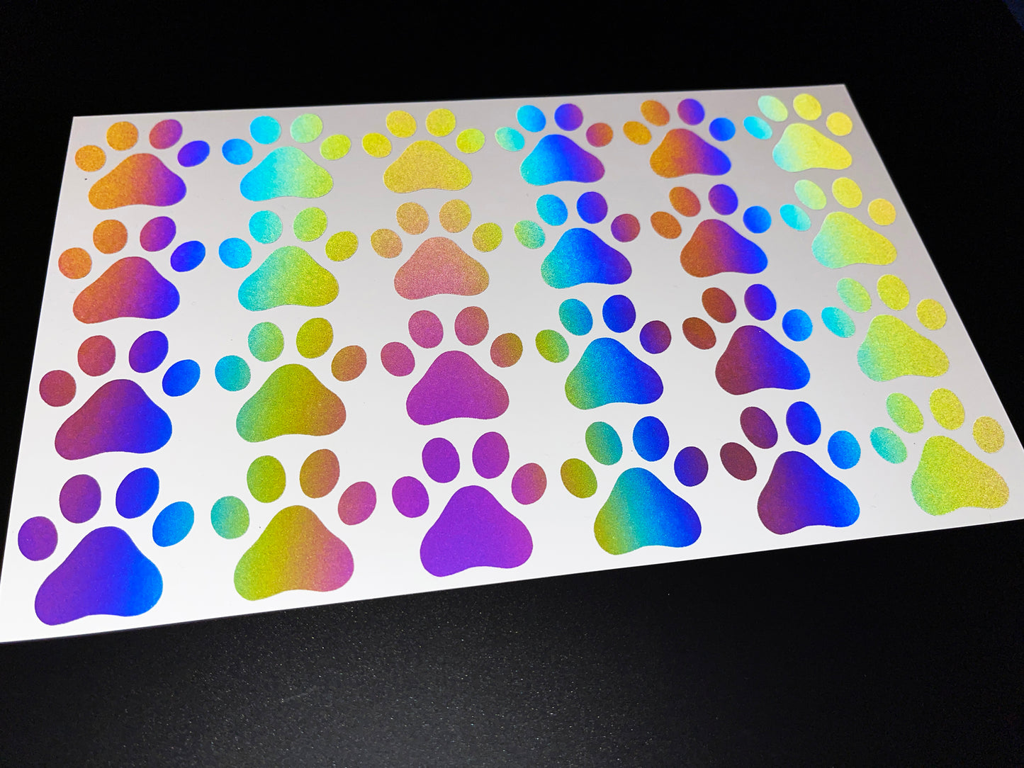 Rainbow Bright Reflective Paw Print Cargo Bike Stickers
