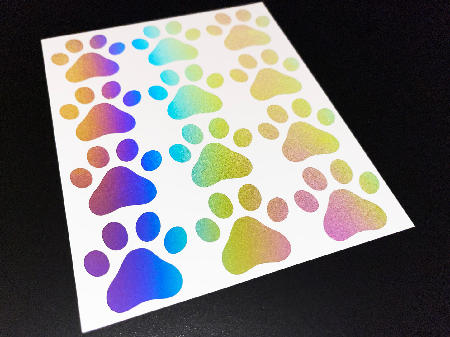 Rainbow Bright Reflective Paw Print Cargo Bike Stickers