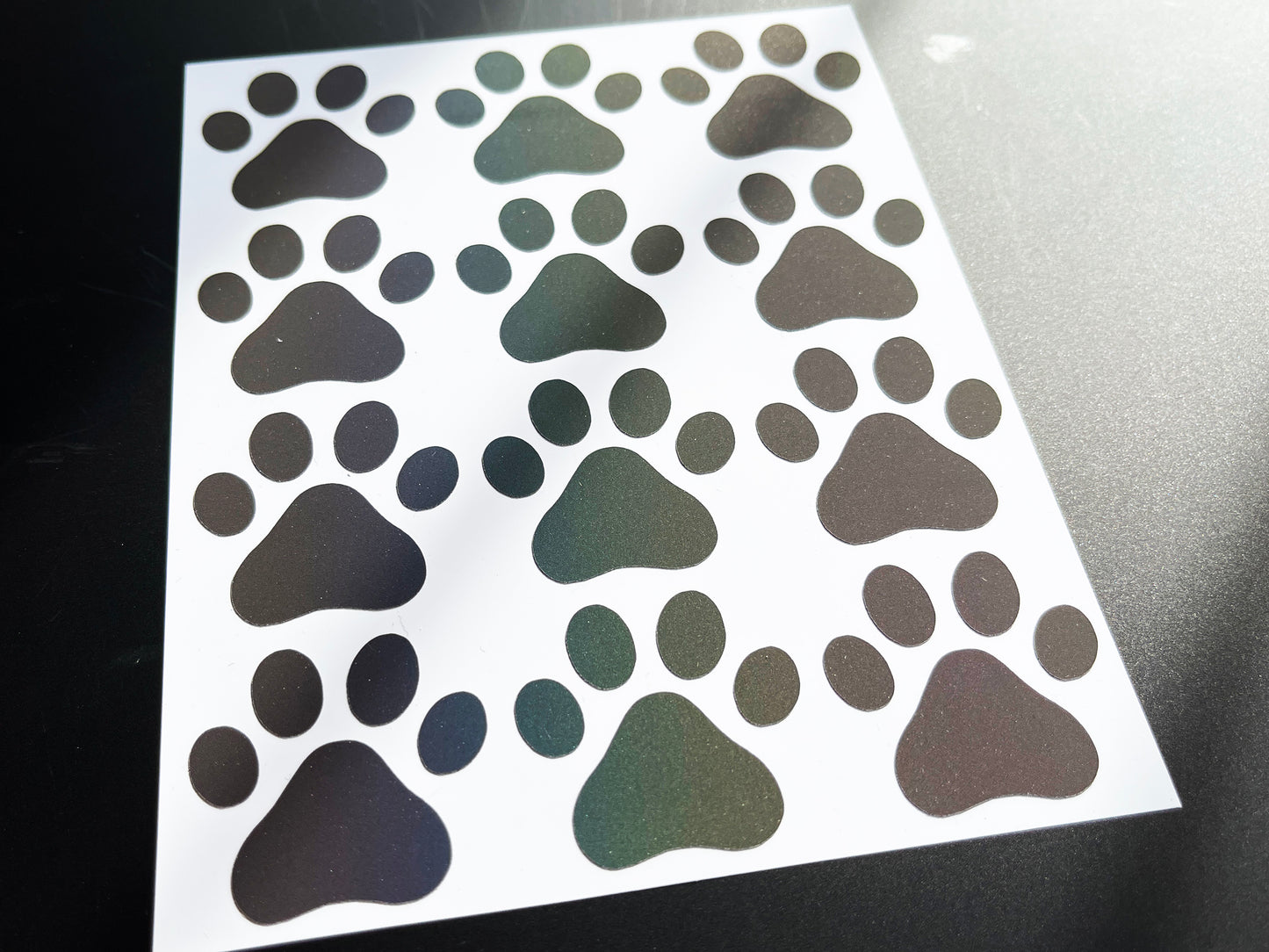 Rainbow Bright Reflective Paw Print Cargo Bike Stickers