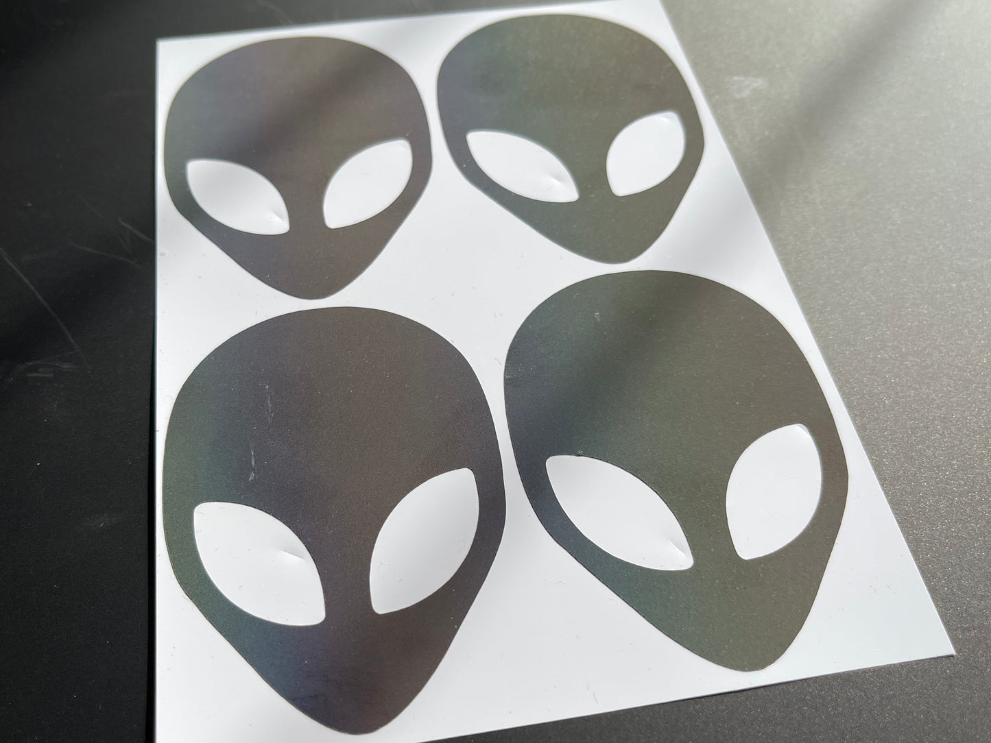 Alien Head (Medium) Reflective Rainbow Bright Bike Stickers