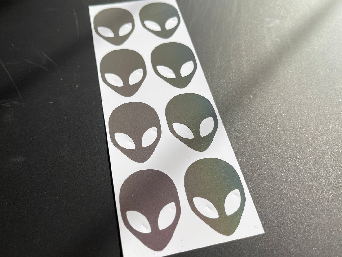 Alien Head (Extra Small) Reflective Rainbow Bright Bike Stickers
