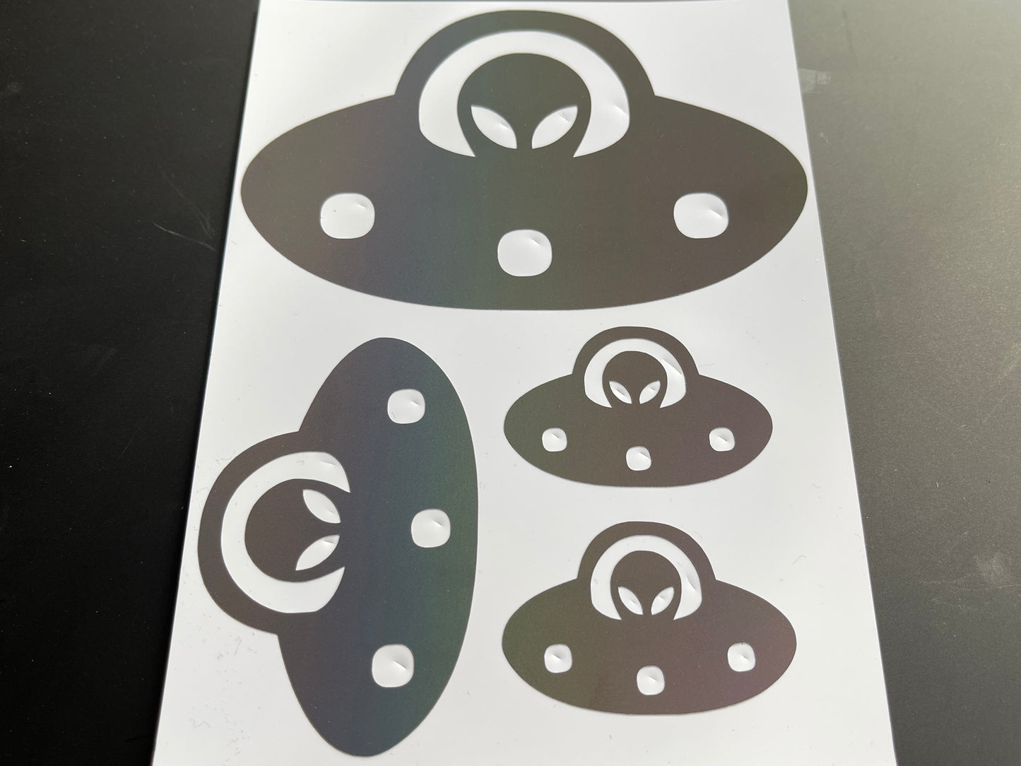 Alien UFO (Assorted) Reflective Rainbow Bright Bike Stickers