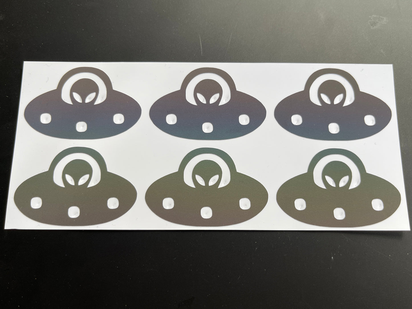 Alien UFO (Small) Reflective Rainbow Bright Bike Stickers