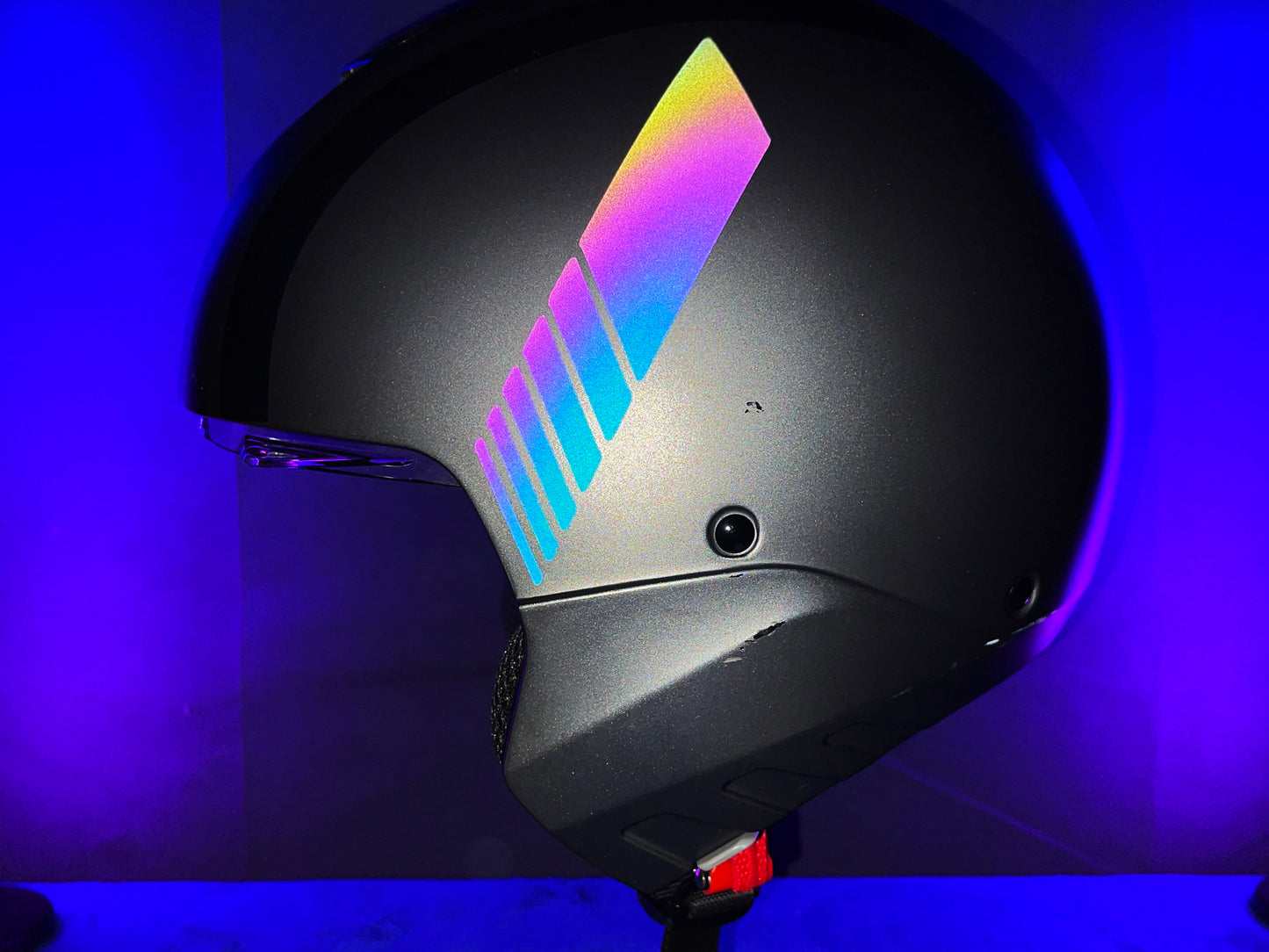 Rainbow Bright Reflective Racing Stripe Motorcycle Helmet Stickers