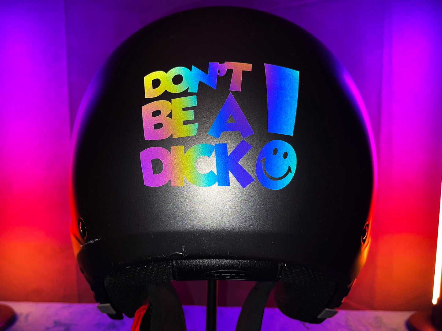 Reflective Rainbow Bright Don't Be A Dick Motorcycle Helmet Stickers