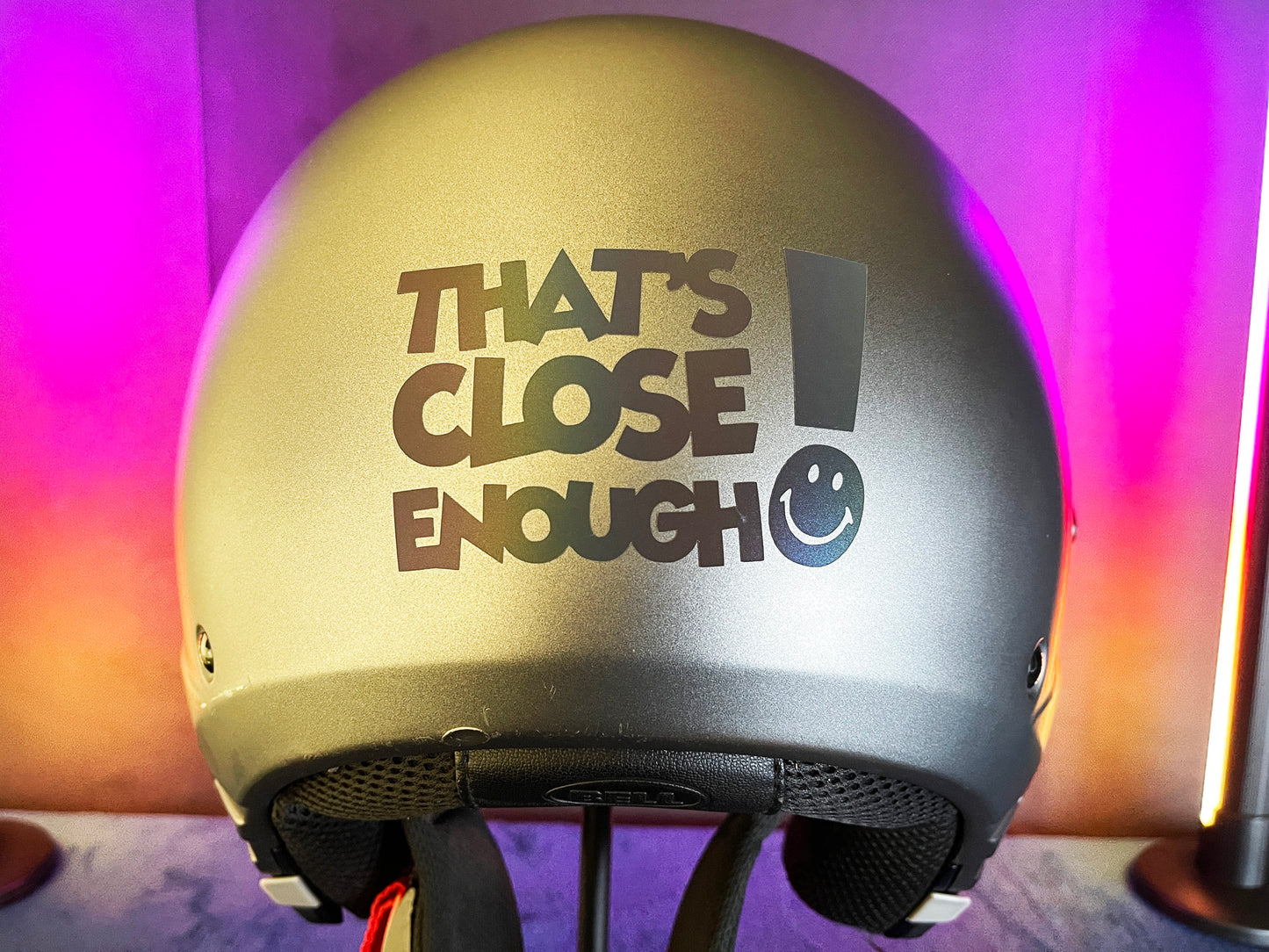 Reflective Rainbow Bright That's Close Enough Motorcycle Helmet Stickers