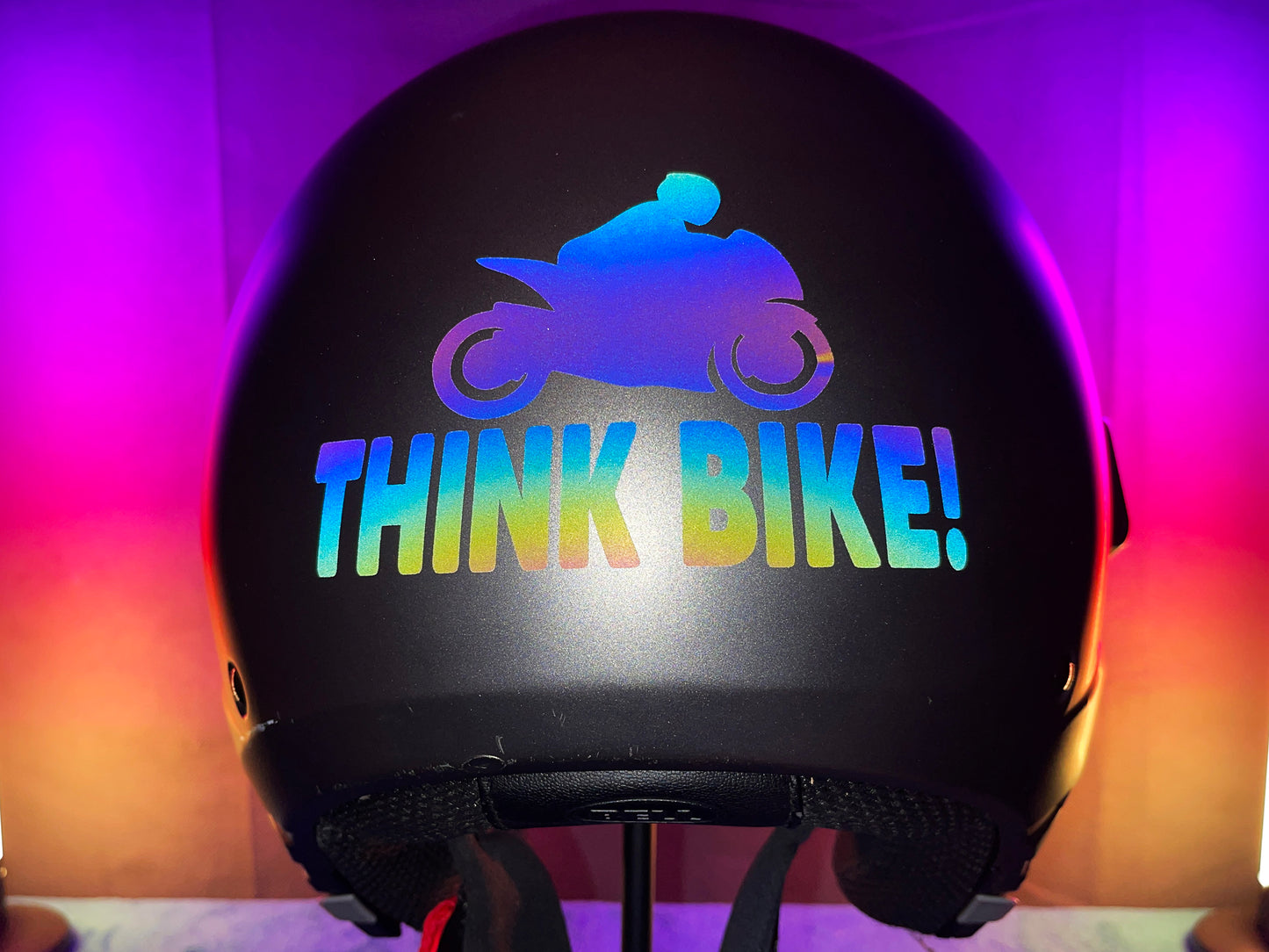 Reflective Rainbow Bright Think Bike Stacked Motorcycle Helmet Stickers