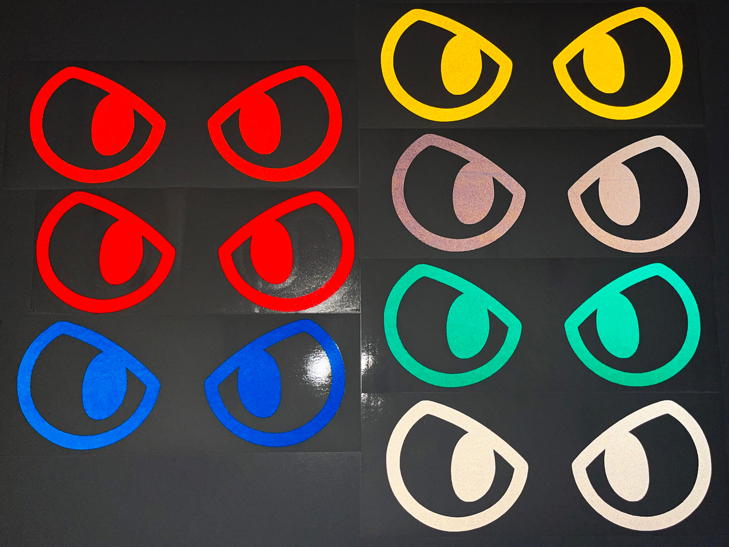 Valueviz Reflective Die Cut Evil Eyes (Design 12) Motorcycle Helmet Stickers