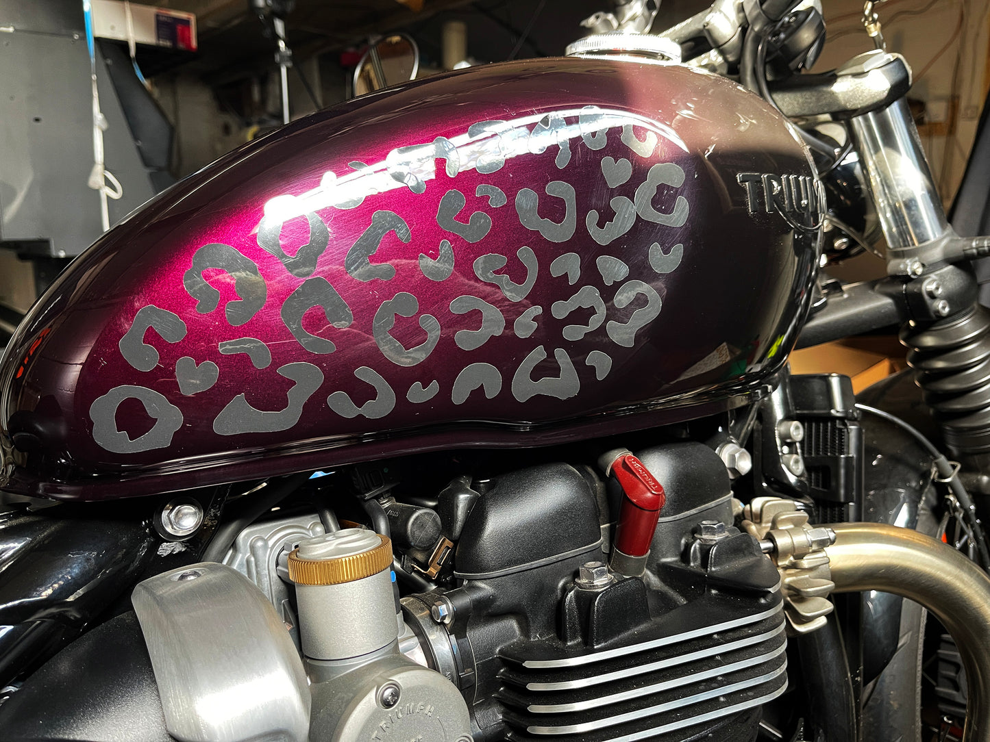 Valueviz Reflective Leopard Print Motorcycle Fuel Tank Fairings Stickers Kit