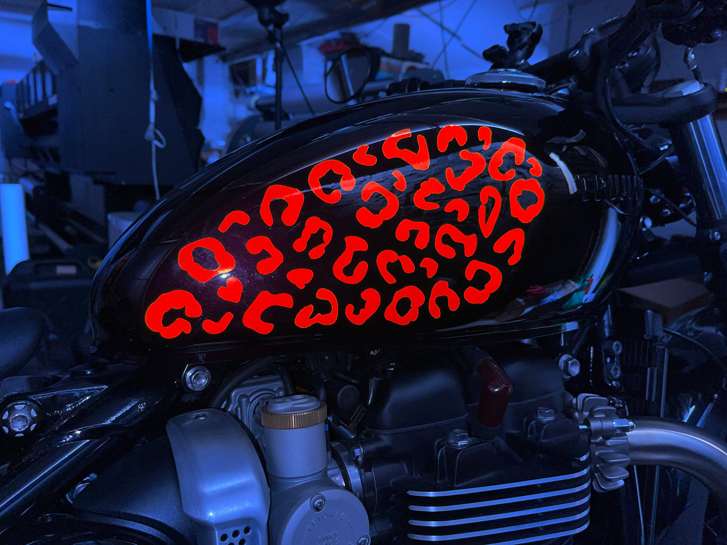 Valueviz Reflective Leopard Print Motorcycle Fuel Tank Fairings Stickers Kit