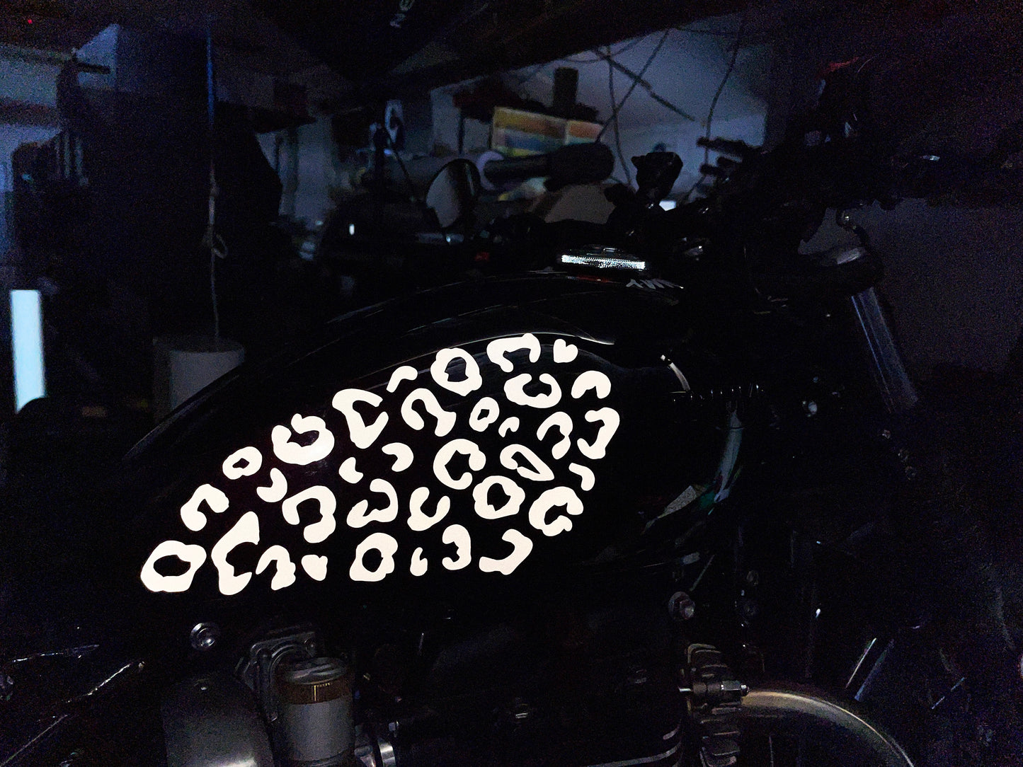 Valueviz Reflective Leopard Print Motorcycle Fuel Tank Fairings Stickers Kit
