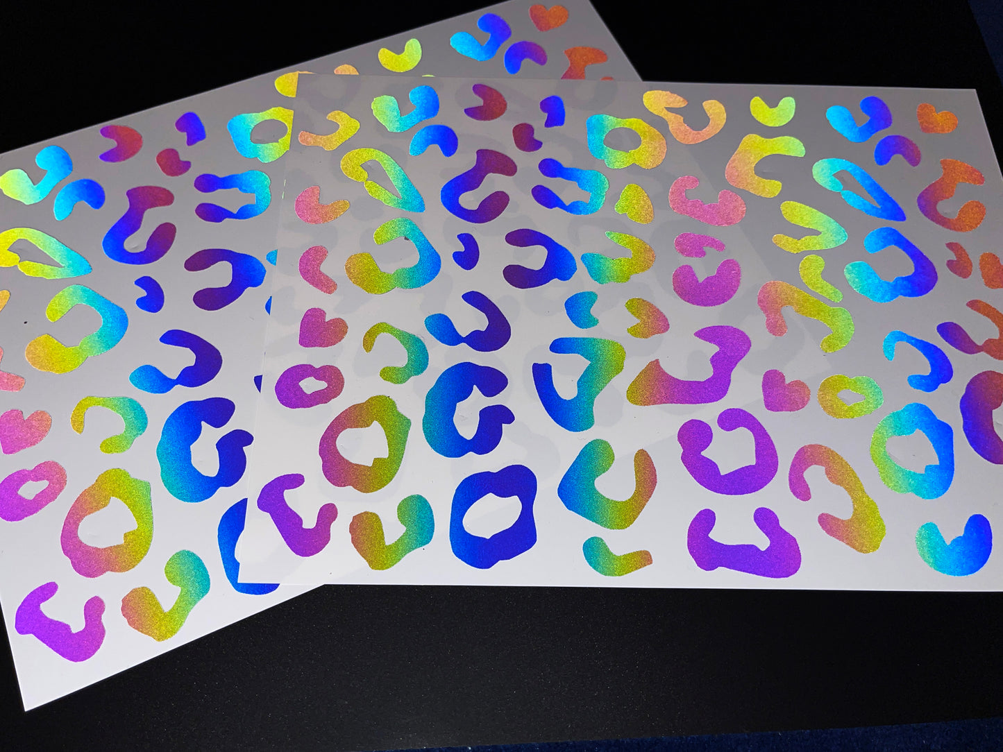 Reflective Rainbow Bright Leopard Print Motorcycle Fuel Tank / Fairing Stickers