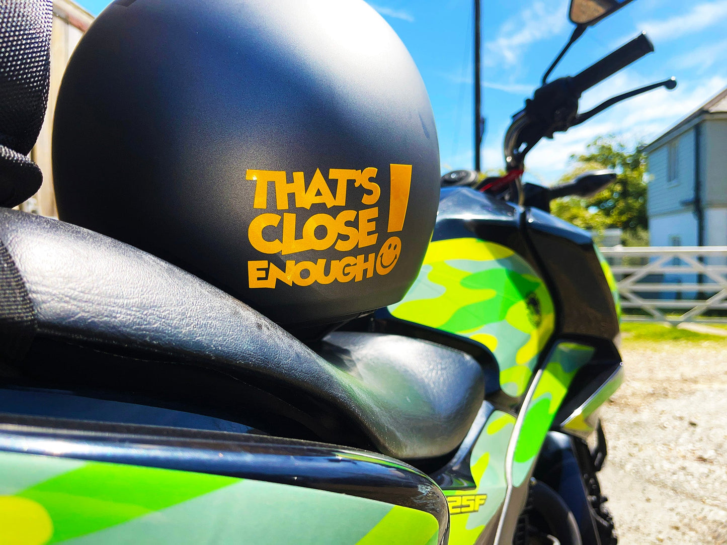 Veloviz THAT'S CLOSE ENOUGH Reflective Motorcycle Helmet Sticker