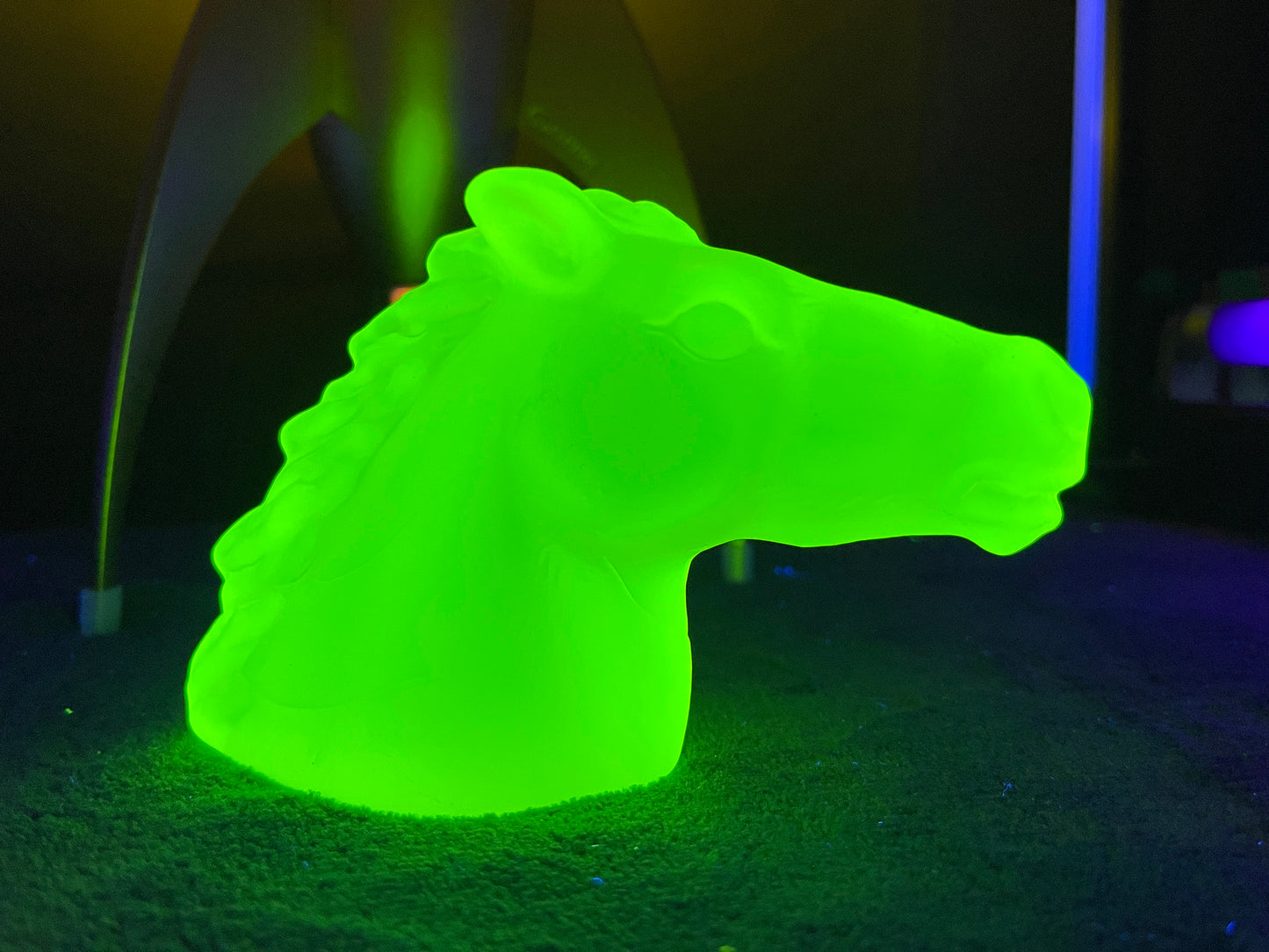 Uranium Glass Horse Head - Frosted