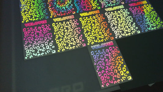 Reflective Leopard Print A4 Cargo Bike Stickers - Pastel Geo