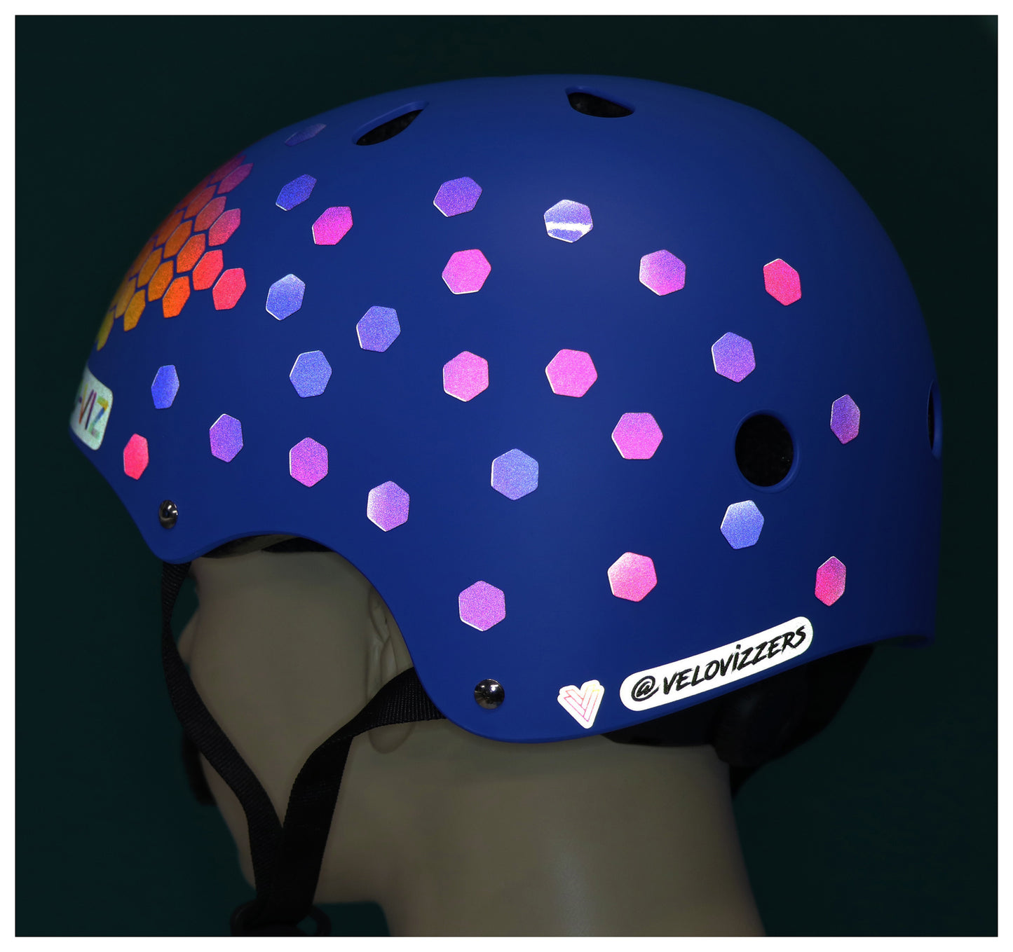 Reflective Helmet Shape Stickers - Hexagons