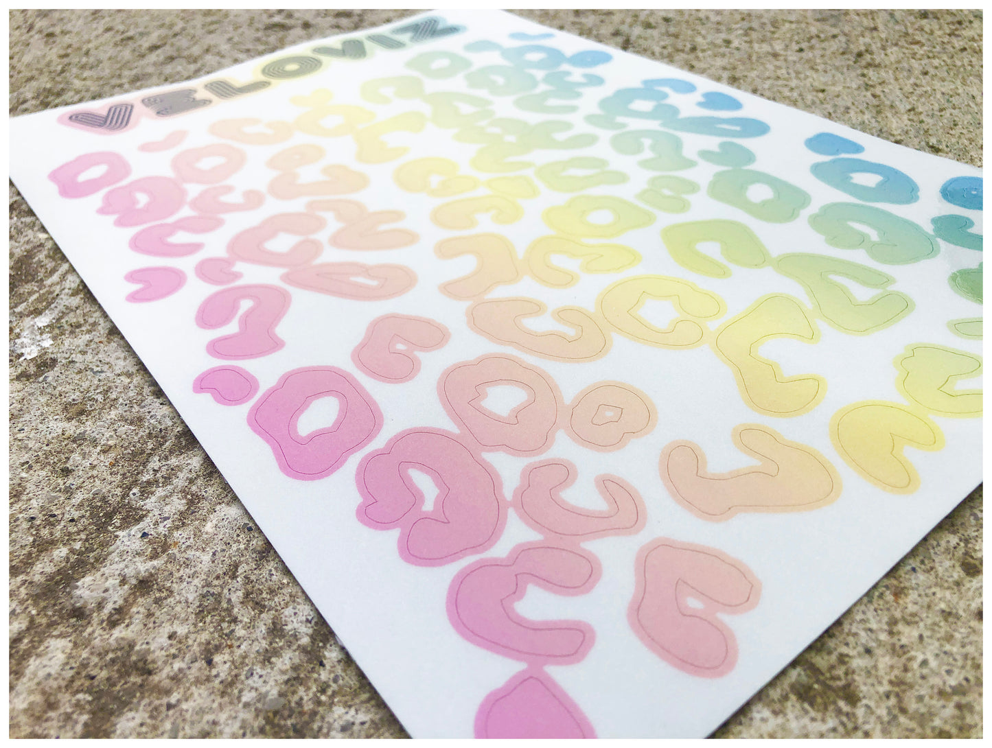 Reflective Leopard Print A4 Cargo Bike Stickers - Pastel Fade