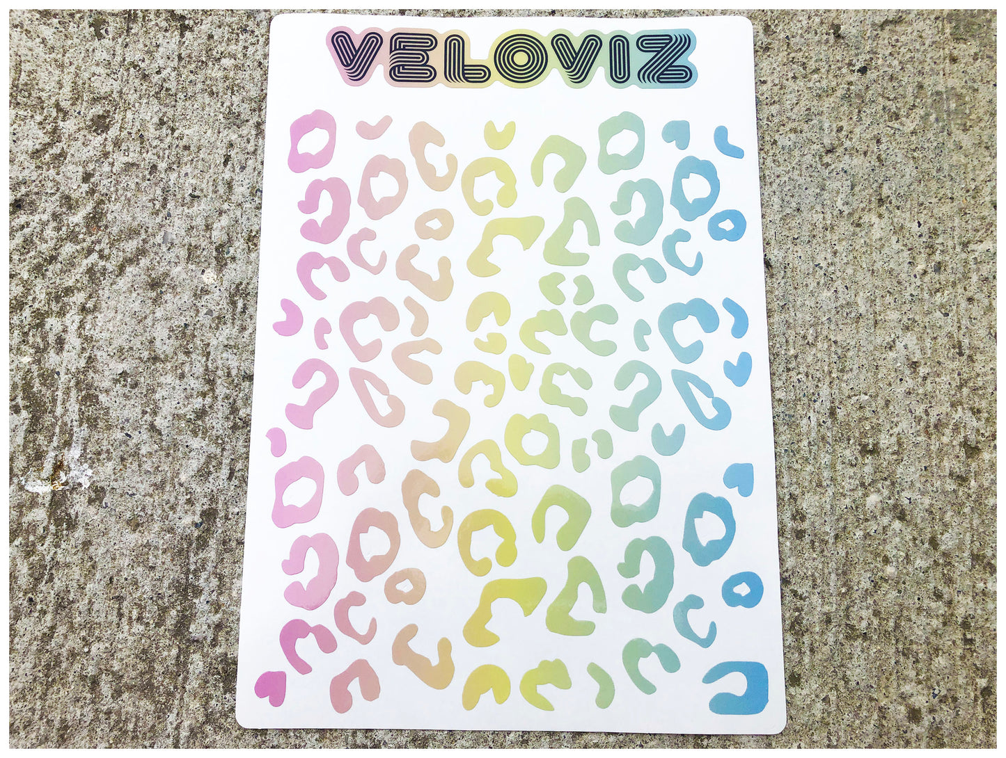 Reflective Leopard Print A4 Cargo Bike Stickers - Pastel Fade