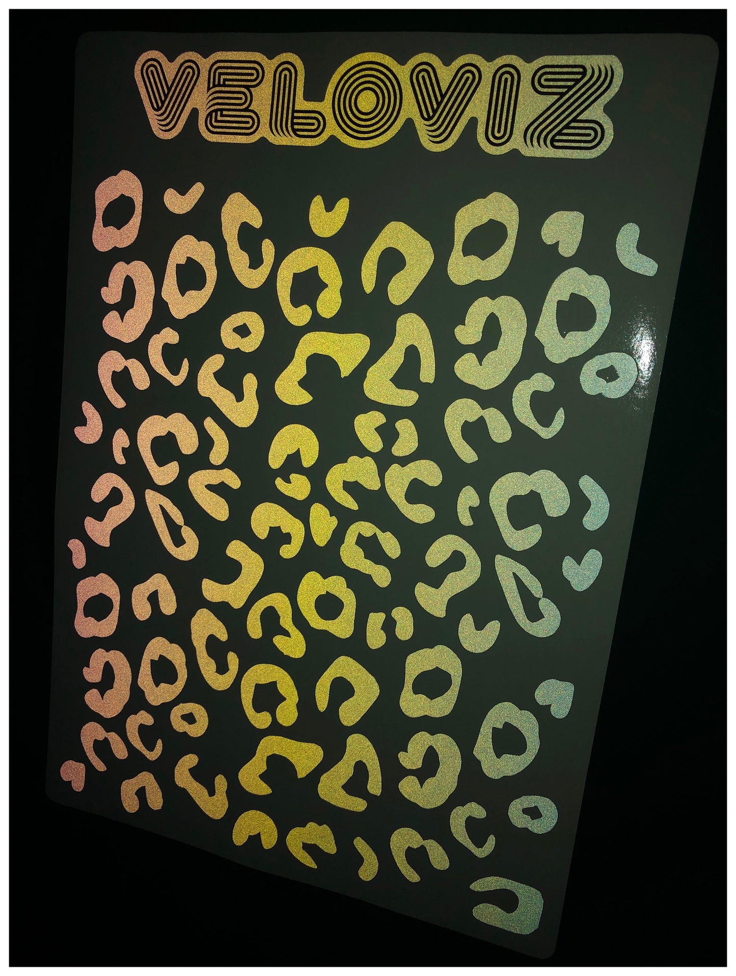 Reflective Leopard Print A4 Cargo Bike Stickers - Pastel Fade