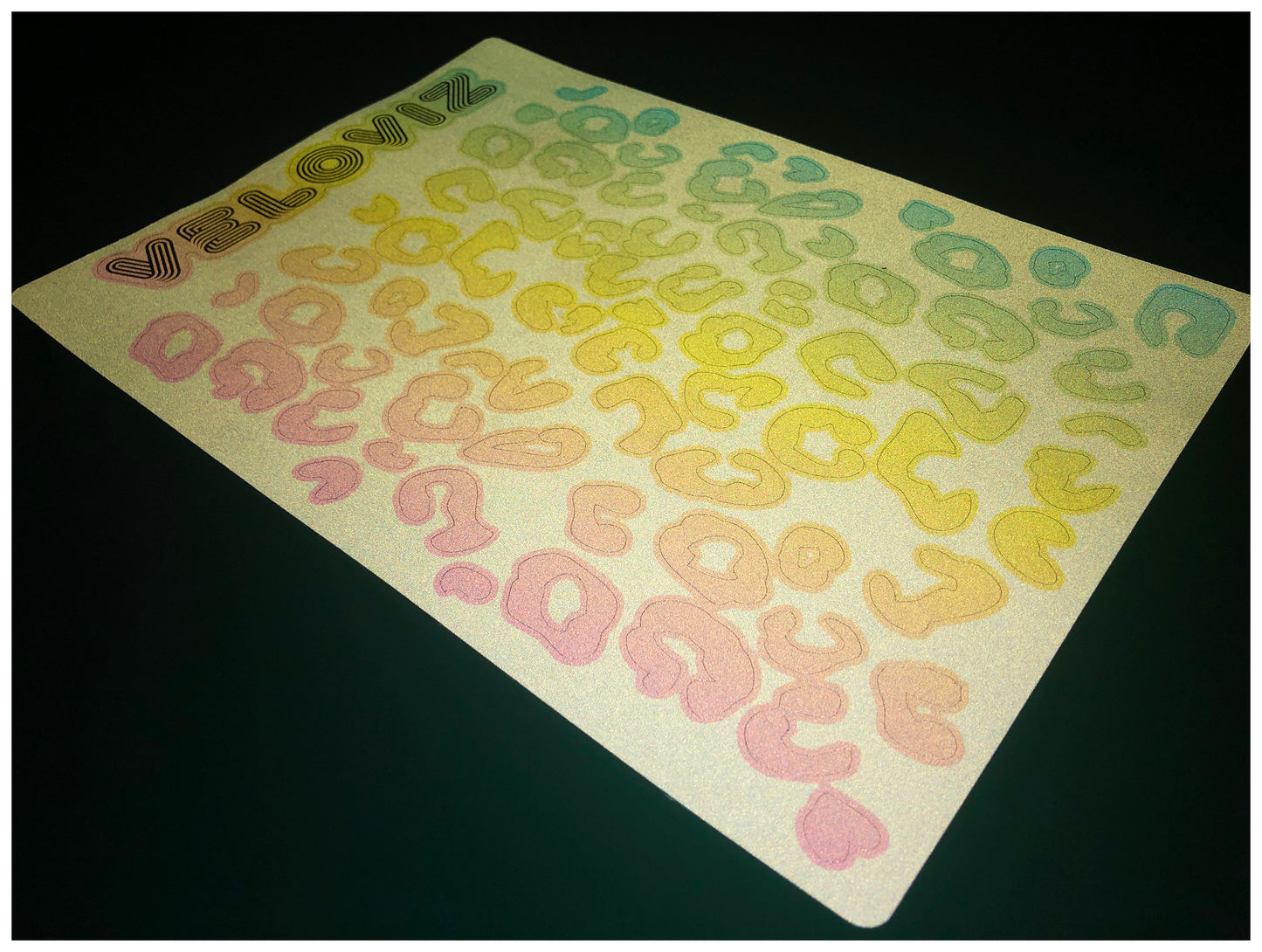 Reflective Leopard Print A4 Cargo Bike Stickers - Pastel Fade