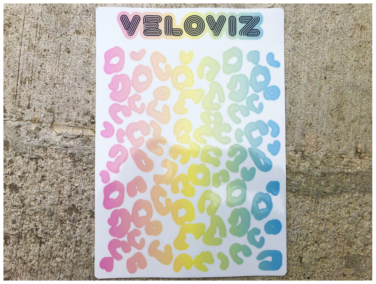 Reflective Leopard Print A4 Cargo Bike Stickers - Pastel Fade