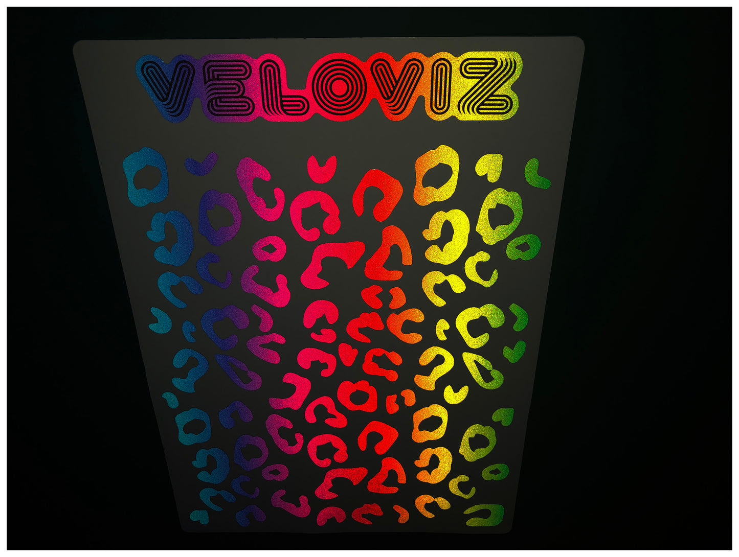 Reflective Leopard Print A4 Cargo Bike Stickers - Vibrant Fade