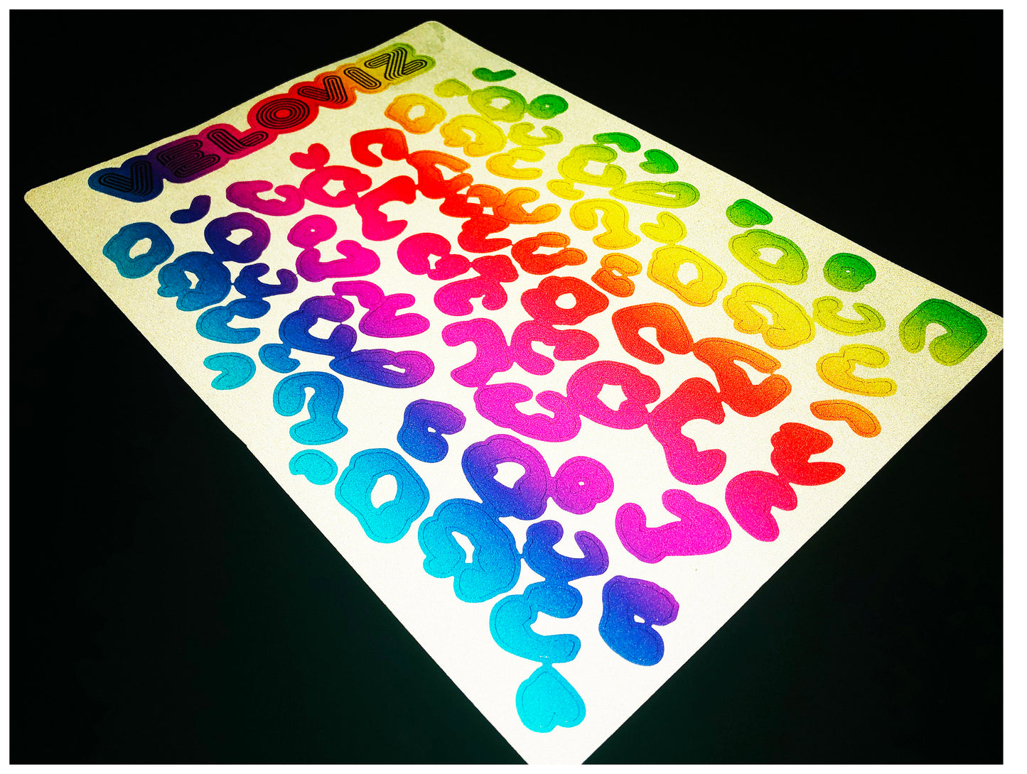 Reflective Leopard Print A4 Cargo Bike Stickers - Vibrant Fade