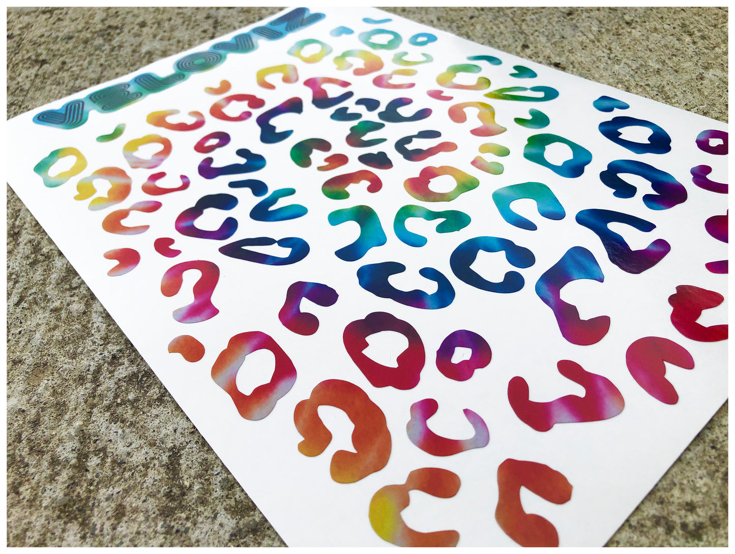 Reflective Leopard Print A4 Cargo Bike Stickers - Vibrant Fade