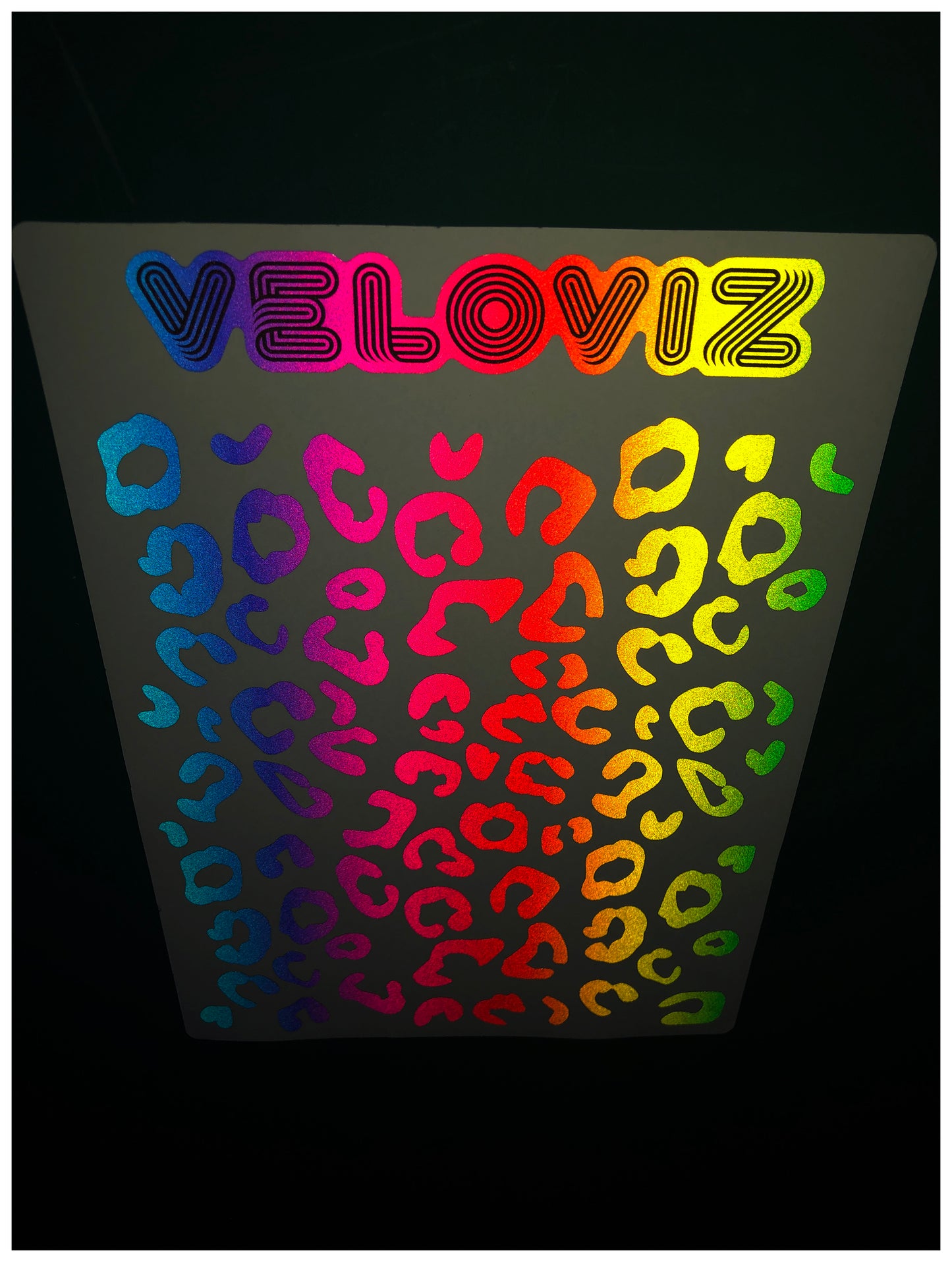 Reflective Leopard Print A4 Cargo Bike Stickers - Vibrant Fade