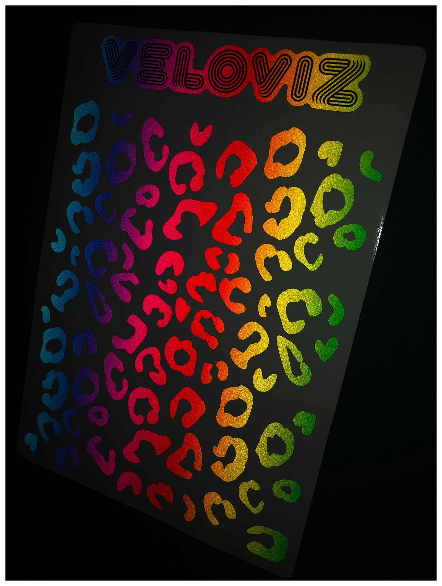 Reflective Leopard Print A4 Cargo Bike Stickers - Vibrant Fade