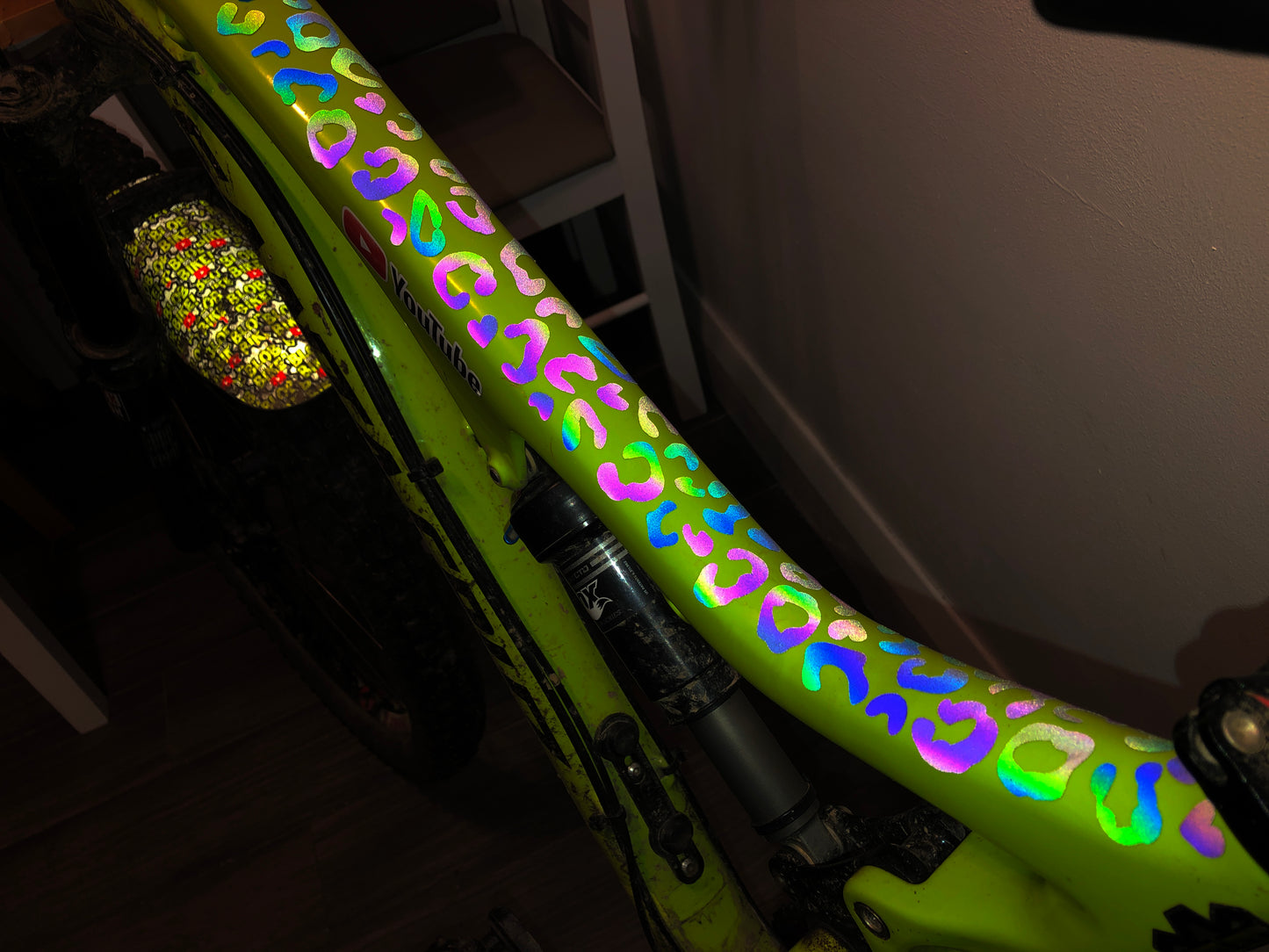 Rainbow Bright Reflective Leopard Print Cargo Bike Stickers