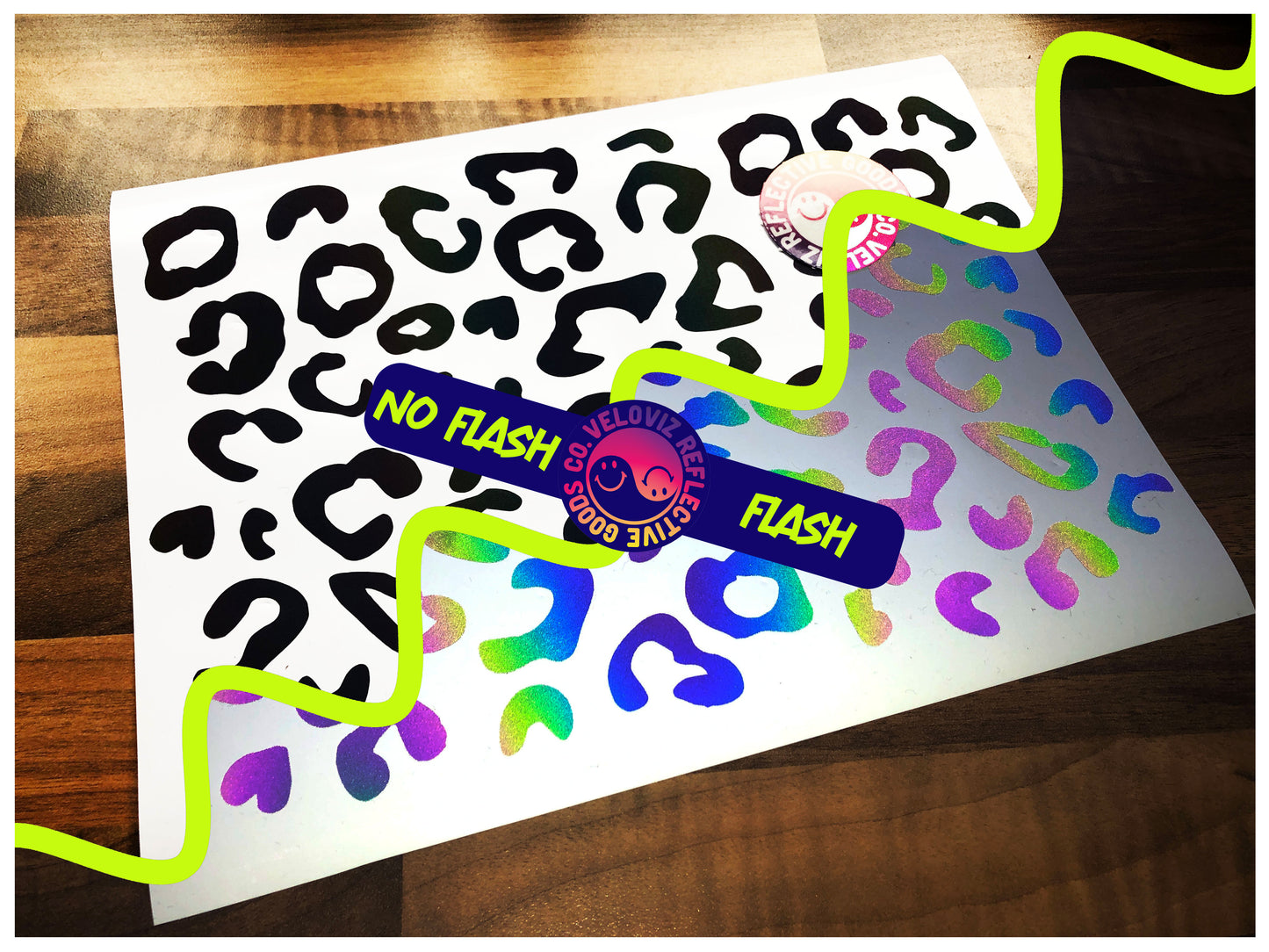 Rainbow Bright Reflective Leopard Print Cargo Bike Stickers