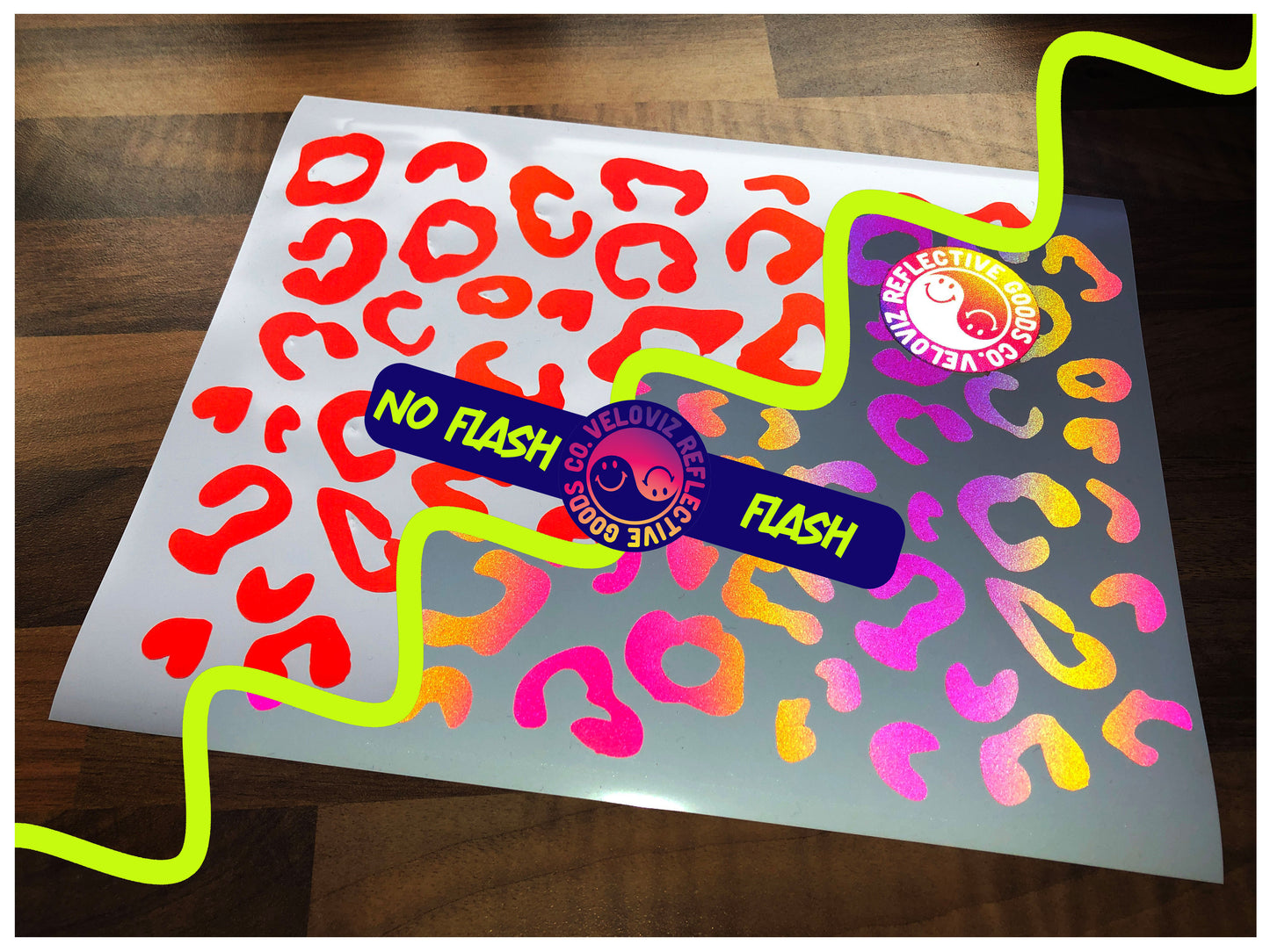 Rainbow Bright Reflective Leopard Print Cargo Bike Stickers