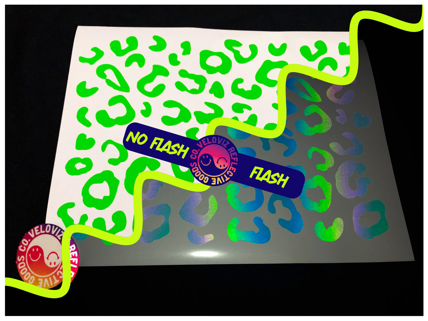 Rainbow Bright Reflective Leopard Print Cargo Bike Stickers