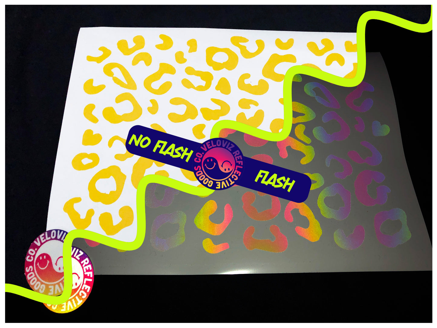 Rainbow Bright Reflective Leopard Print Cargo Bike Stickers