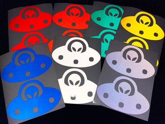 Valueviz Reflective Alien UFO (Large) Stickers