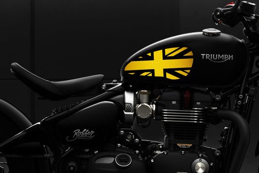 Veloviz Reflective Union Jack Tank Stickers for Triumph Bobber - A