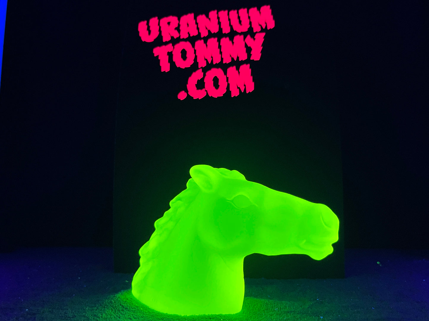Uranium Glass Horse Head - Frosted