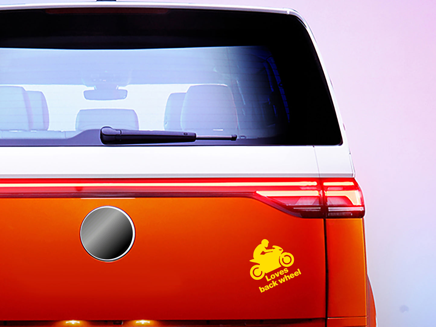 Reflective Rainbow Bright LOVES BACK WHEEL Motorcycle Helmet Stickers