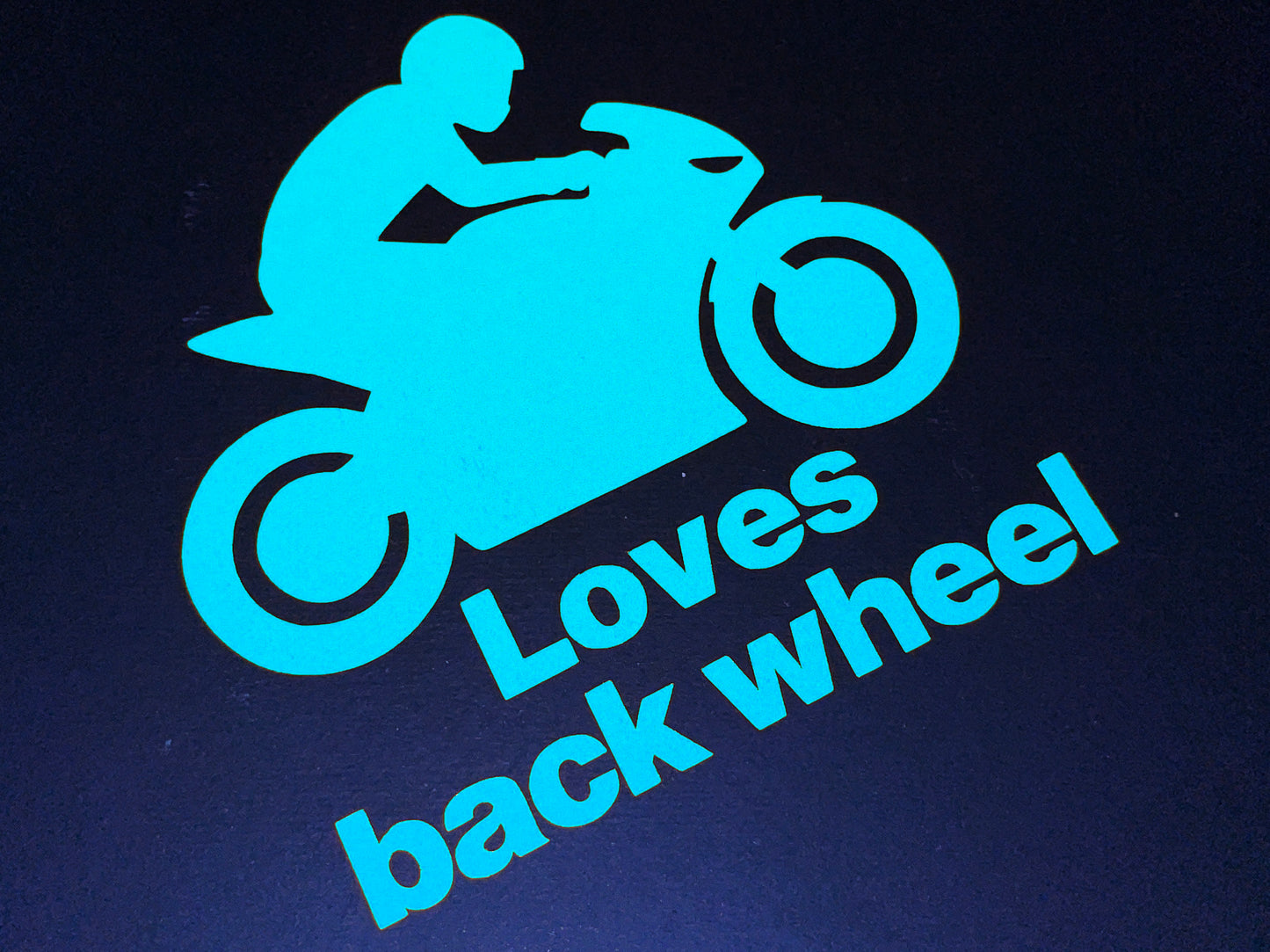 Reflective LOVES BACK WHEEL Die Cut Motorcycle Road Safety Sticker