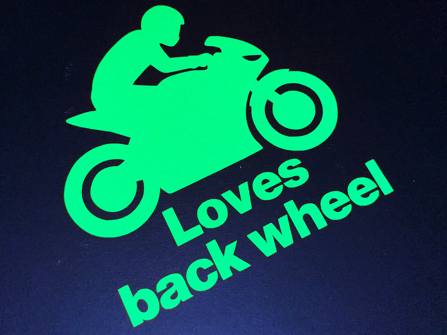 Reflective LOVES BACK WHEEL Die Cut Motorcycle Road Safety Sticker