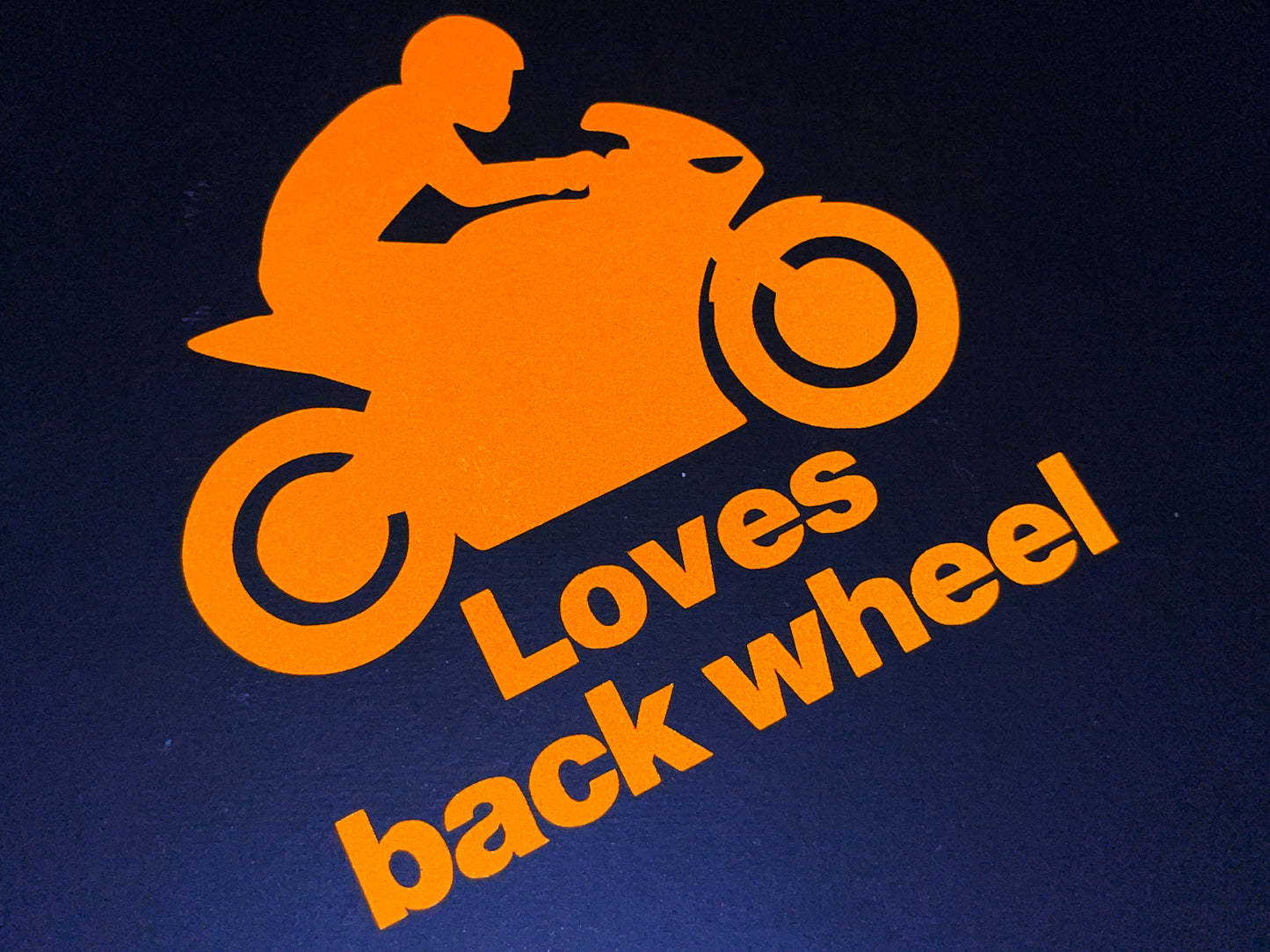 Reflective LOVES BACK WHEEL Die Cut Motorcycle Road Safety Sticker