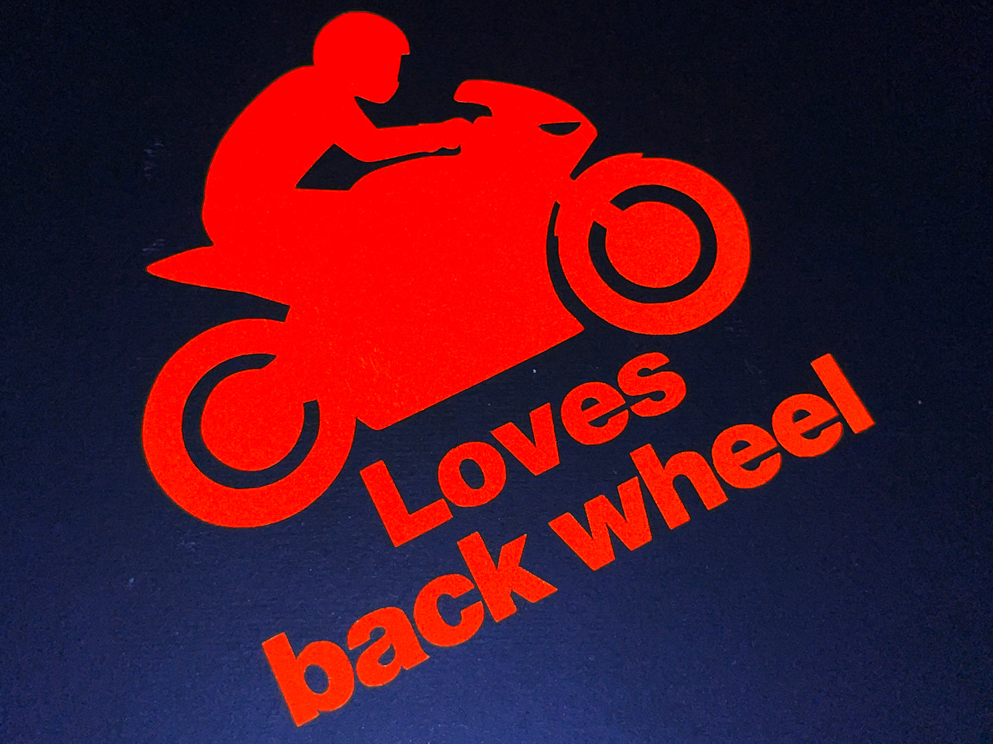Reflective LOVES BACK WHEEL Die Cut Motorcycle Road Safety Sticker