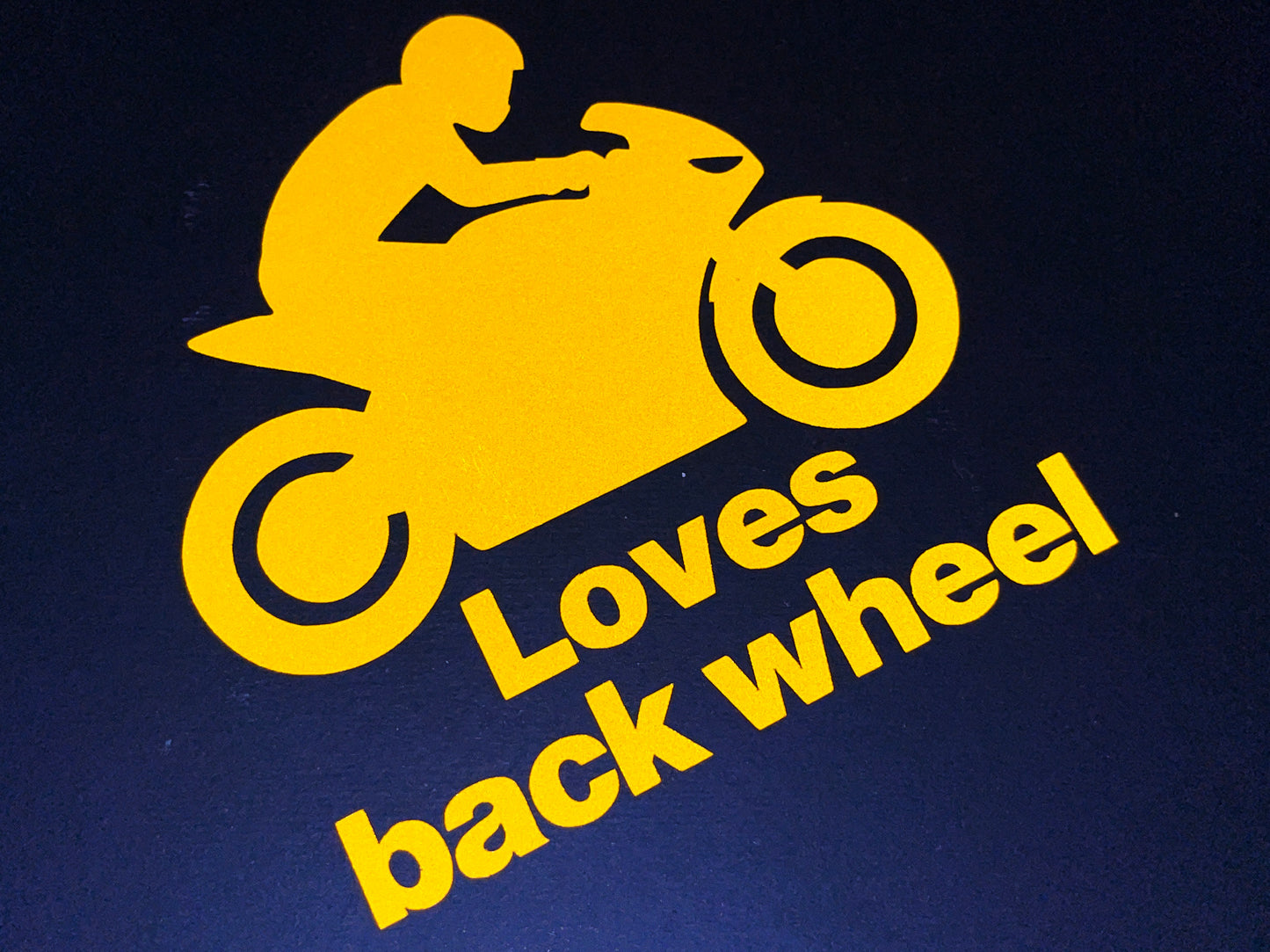 Reflective LOVES BACK WHEEL Die Cut Motorcycle Road Safety Sticker